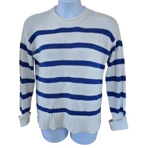 Lane Bryant Womens Striped Sweater L/XL Cotton Blend Blue & White